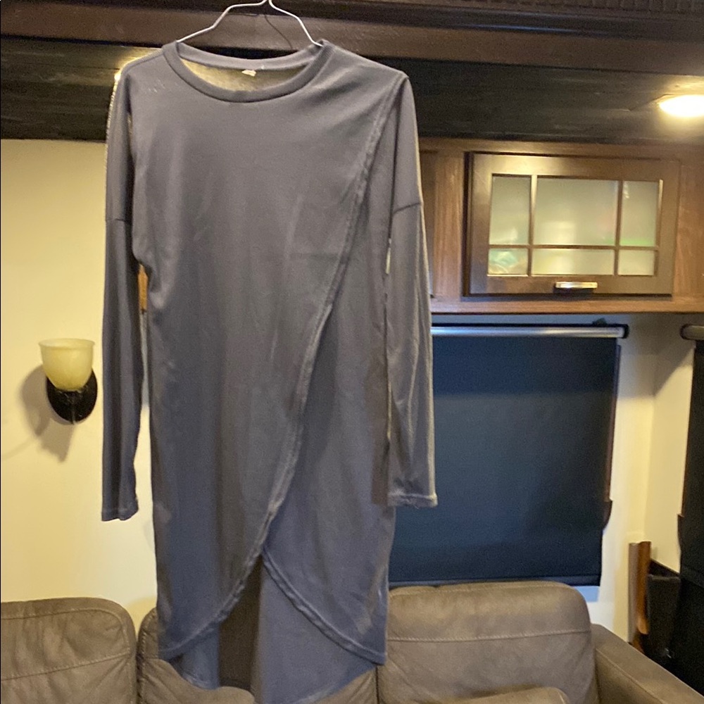 Gray Long Sleeve Sheath Dress for Work